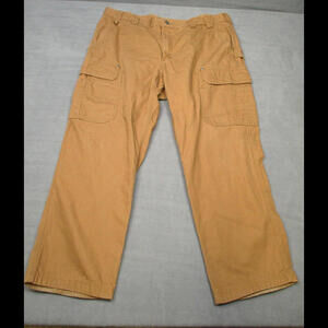 Duluth Trading Flex Fire Hose Workwear Pants Navy Brown Mens 42x31 Relaxed